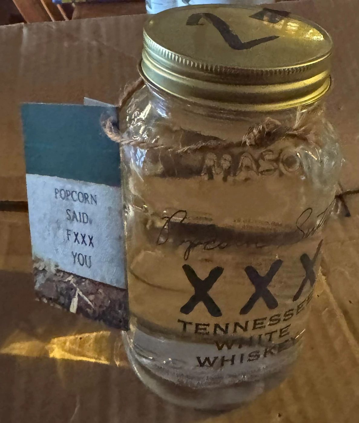 Bottle #2 of Popcorn's First Ligit Run of Corn Likker