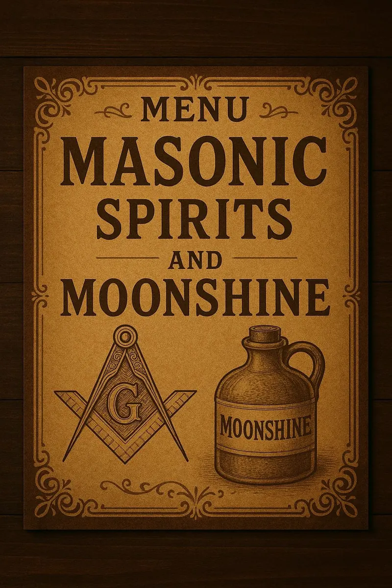 Masonic Spirits and Moonshine menu board